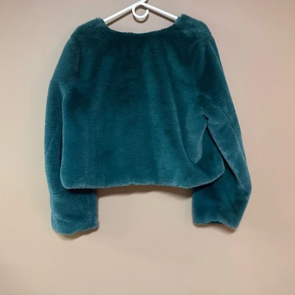 Eloquii Holiday Green Faux Fur Jacket.Excellent Condition. Pockets Women’s 18/20 - Picture 2 of 5